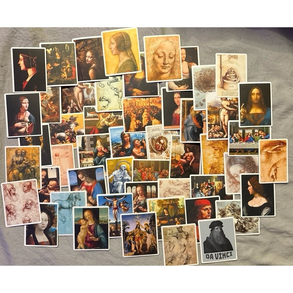 NEW 50pc Full Color Vinyl Leonardo da Vinci Fine Art Stickers